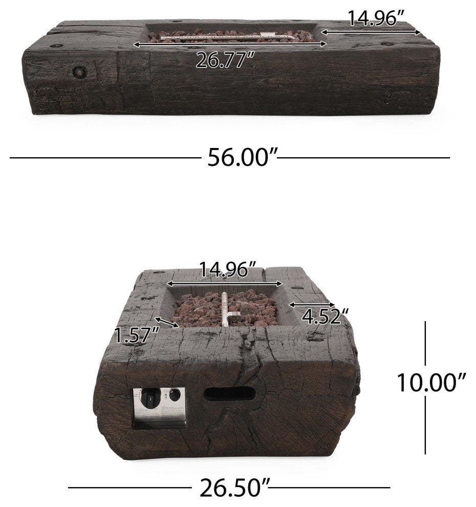 Carolina Outdoor 40,000 BTU Wood Finish Fire Pit, No Tank Holder