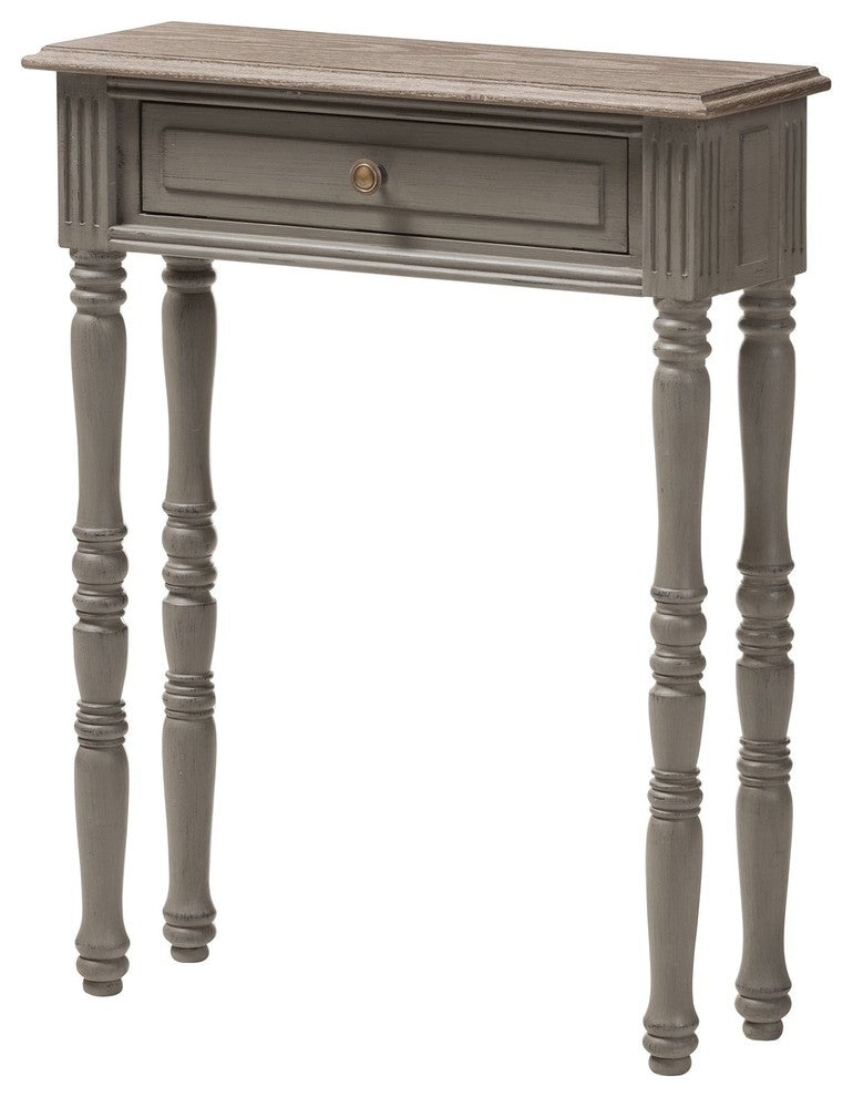 Noemie Country Cottage Farmhouse Brown 1-Drawer Console Table