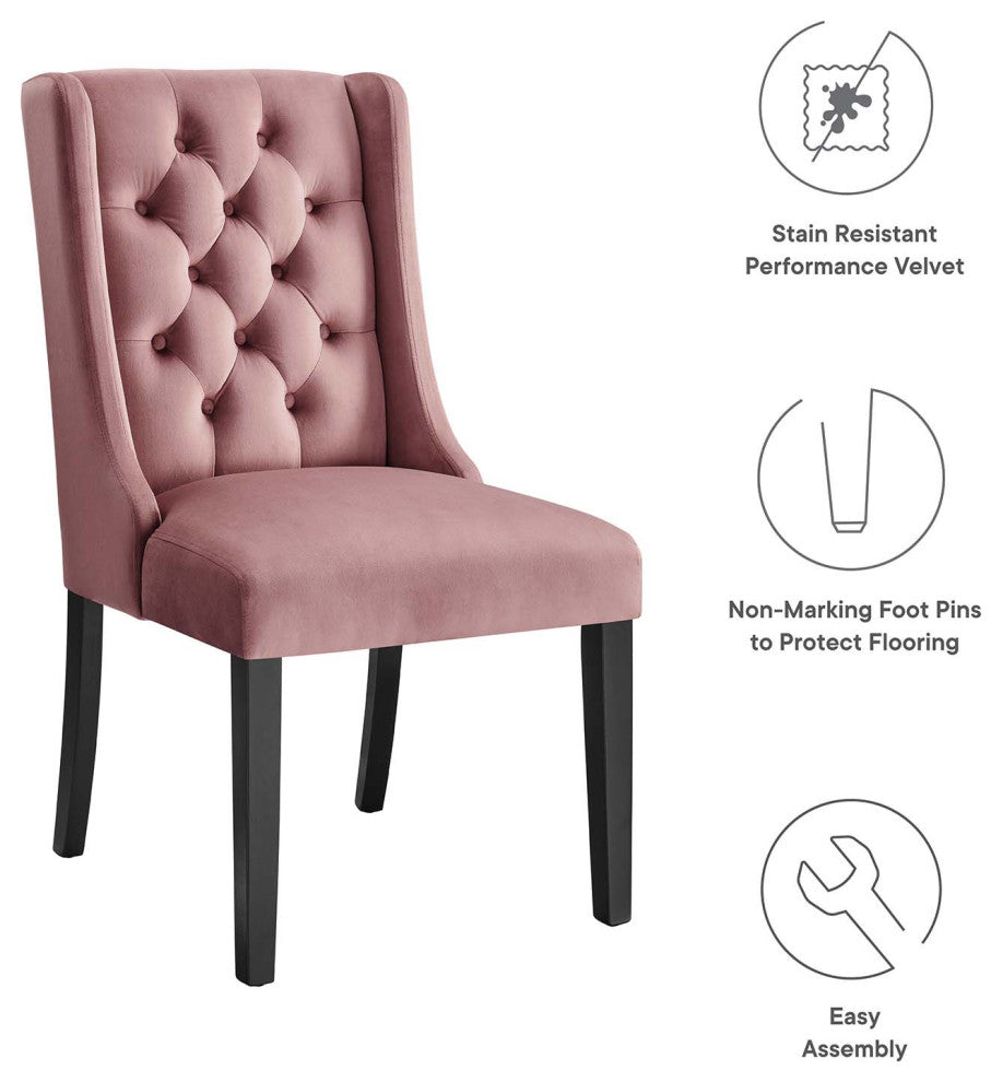 Baronet Performance Velvet Dining Chairs, Set of 2, Dusty Rose