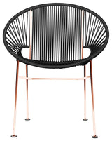 Concha Indoor/Outdoor Handmade Dining Chair, Black Weave, Copper Frame