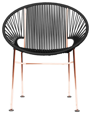 Concha Indoor/Outdoor Handmade Dining Chair, Black Weave, Copper Frame