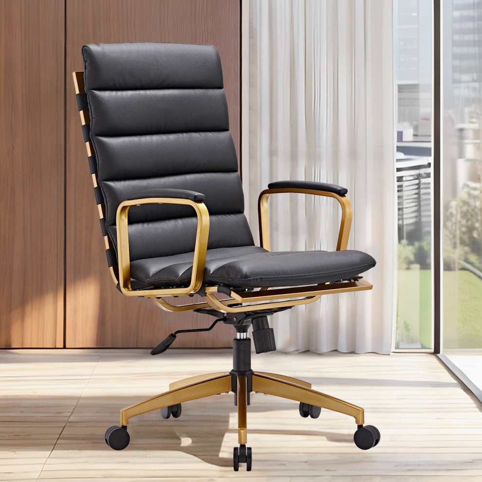LUXMOD Gold Office Computer Desk Chair Ergonomic Executive Chair, Gold Black