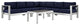 Silver Navy Shore 6 Piece Outdoor Patio Aluminum Sectional Sofa Set