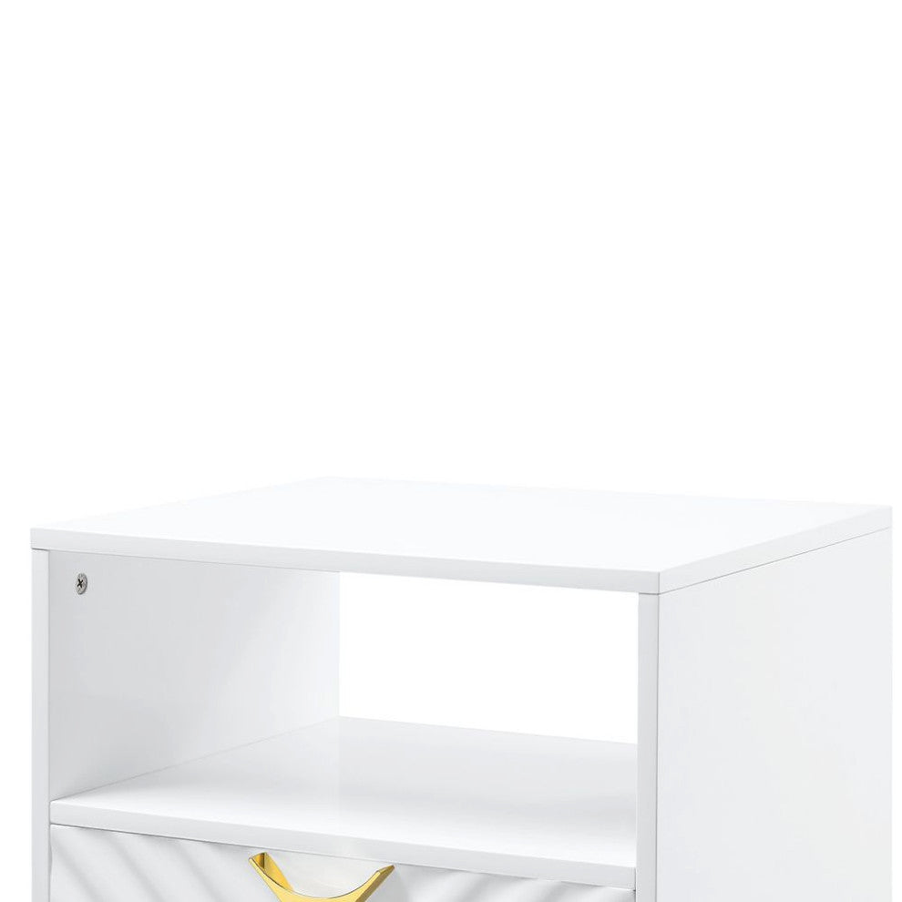 ACME Gaines End Table, White High Gloss Finish