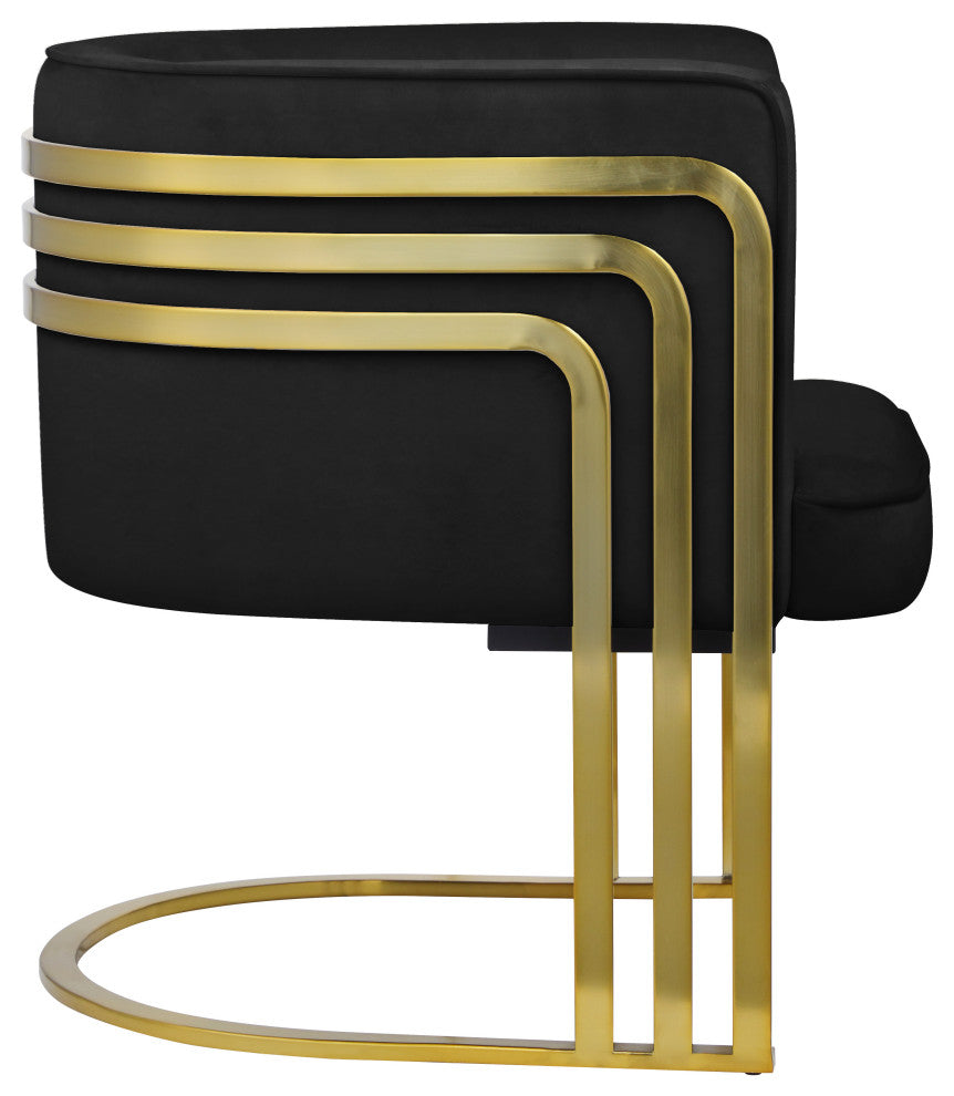 Rays Velvet Upholstered Accent Chair, Black