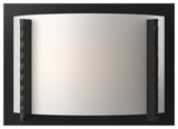 Forged Vertical Bars Sconce, Black Finish, White Art Glass