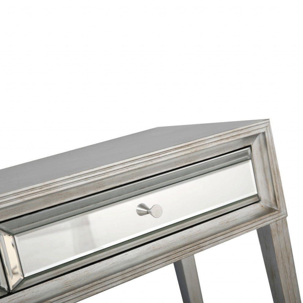 Antiqued Silver Finish Console Table