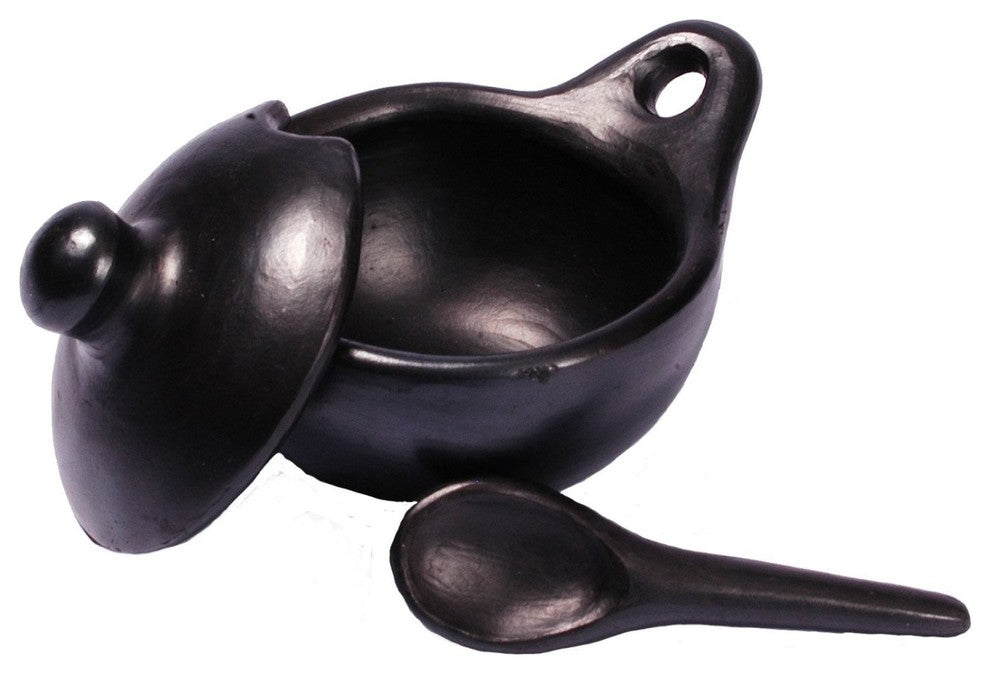 La Chamba Black Clay Salsa Dish With Spoon