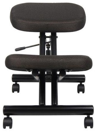 Ergonomic Kneeling Chair Steel Frame Knee Stool in Black Fabric