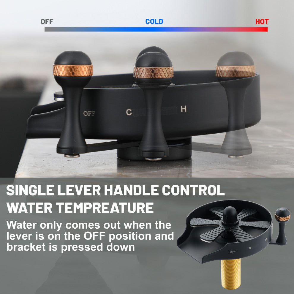 Kitchen Automatic Faucet Bottle Cup Washer Bar Sink With Hot and Cold Options, Matte Black