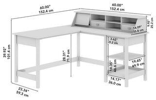 Broadview 60W L Shaped Computer Desk with Storage and Organizer in Classic Black