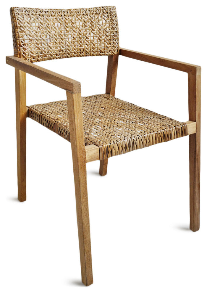 Outdoor Faux Rattan Teak Chair