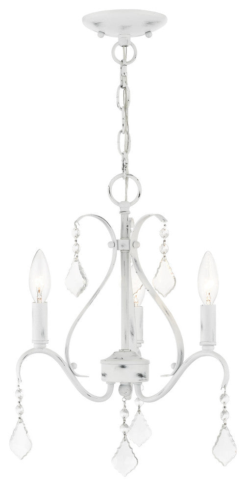 Livex Lighting Caterina 3 Light Antique White Petite Chandelier