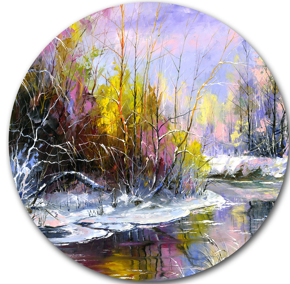 Autumn River, Landscape Disc Metal Wall Art, 23"