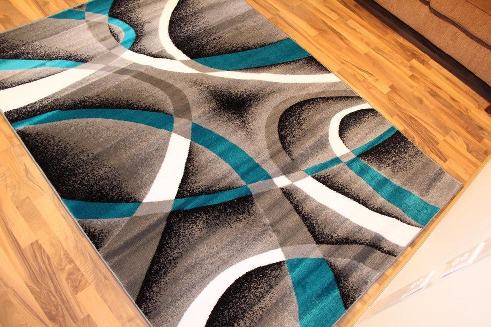 Luxe Weavers Abstract Modern Area Rug, Turquoise, 5'2"x7'2"