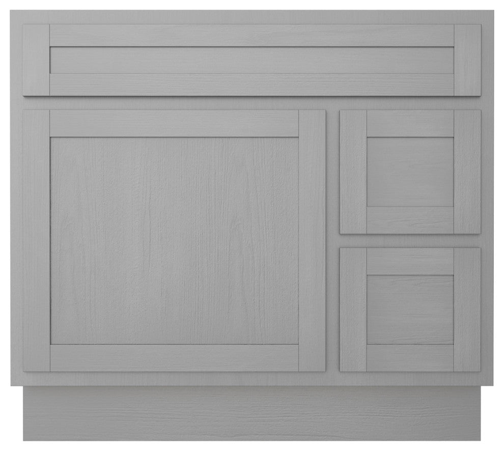 Vanity Art Vanity Base Cabinet, No Top, Drawers on Right, 36", Silver