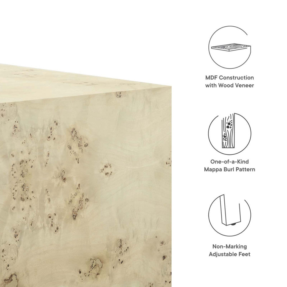 MODWAY Cosmos 36" Square Burl Wood Coffee Table