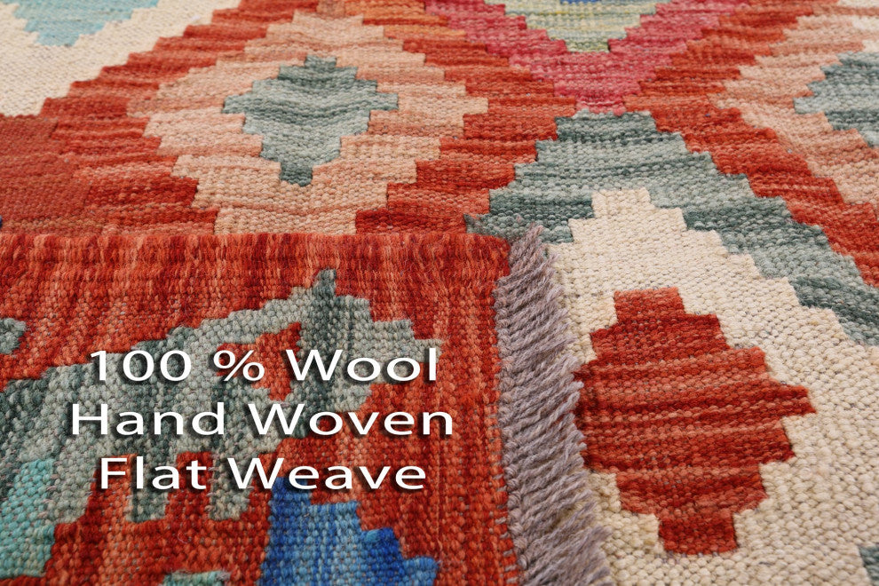 2' 8" X 9' 9" Runner Kilim Flat Weave Reversible Wool On Wool Rug - Q12555