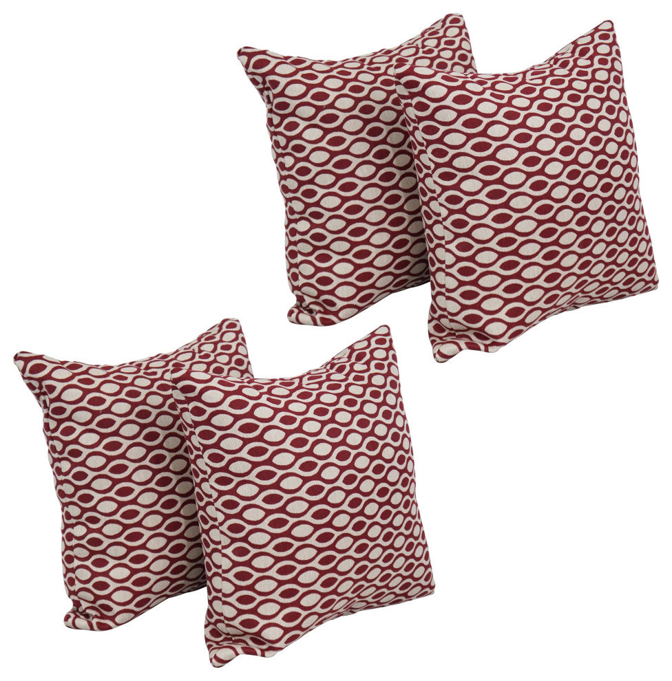 17" Jacquard Throw Pillows With Inserts, Set of 4, Ozero Wine