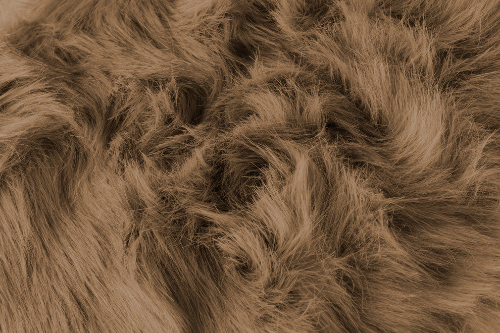 LaredoFaux Sheepskin Fur Chair Pads, 16"x16", Set of 2, Tan