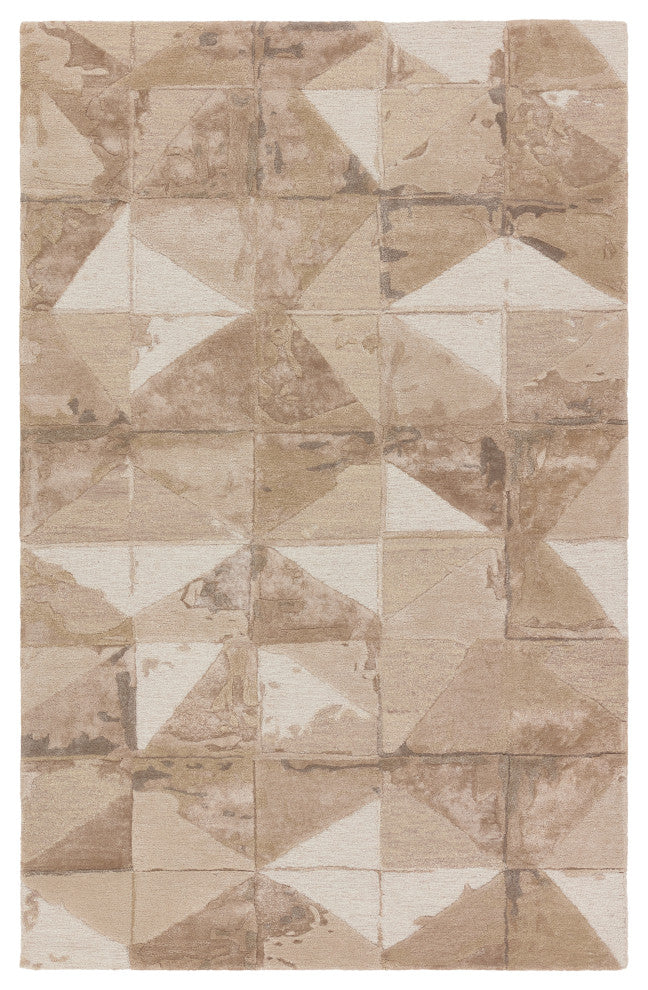 Agate Handmade Geometric Taupe/ Cream Area Rug 5'X8'