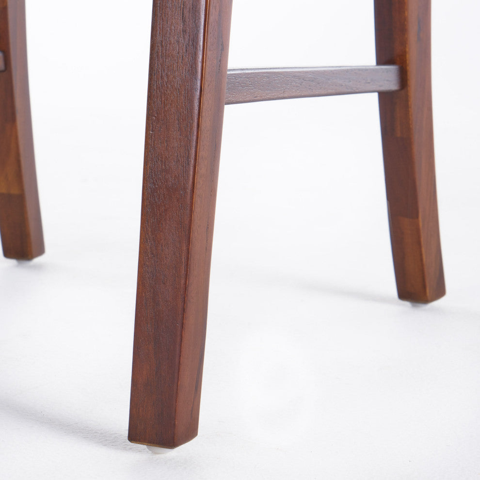 GDF Studio 7-Piece Sambora Farmhouse Dining Set With Rich Mahogany Chairs, Natural Walnut