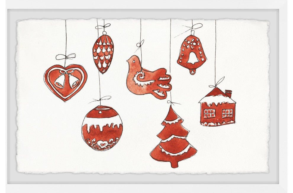 "Christmas Baubles II" Framed Painting Print, 12x8