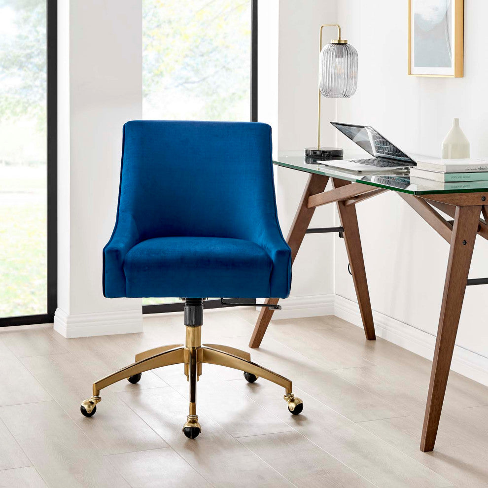 Side Dining Chair, Blue Navy, Velvet, Modern, Kitchen Cafe Bistro Hospitality