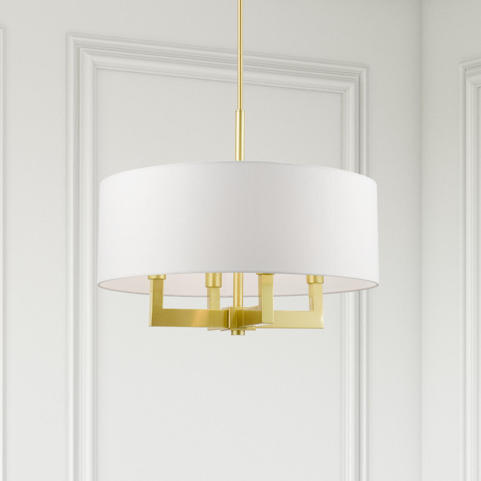 Cresthaven 4 Light Satin Brass Pendant Chandelier