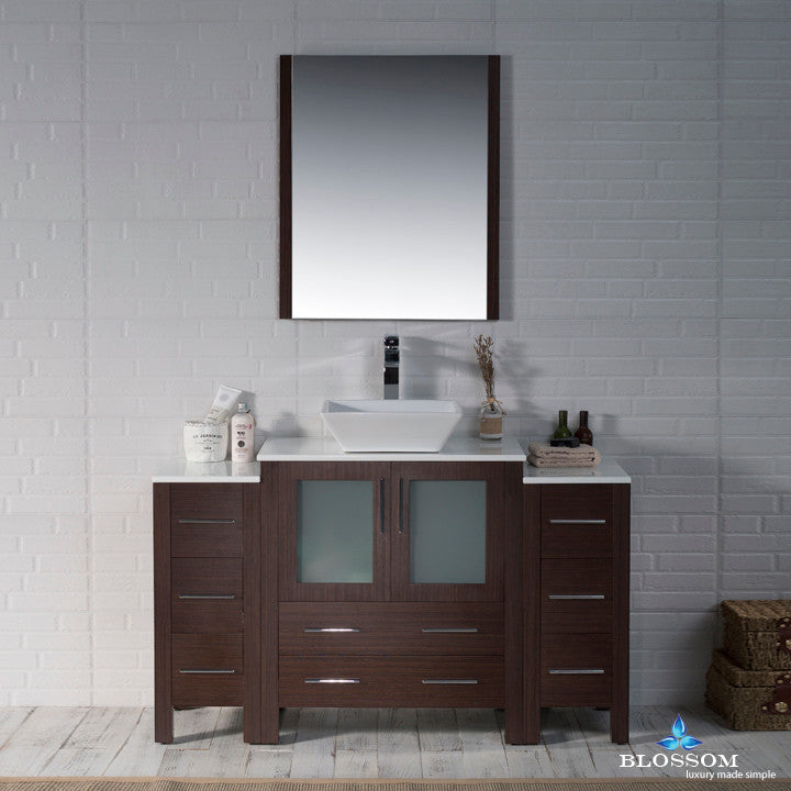 Sydney 54" Vanity Set With Vessel Sink and Double Side Cabinets
