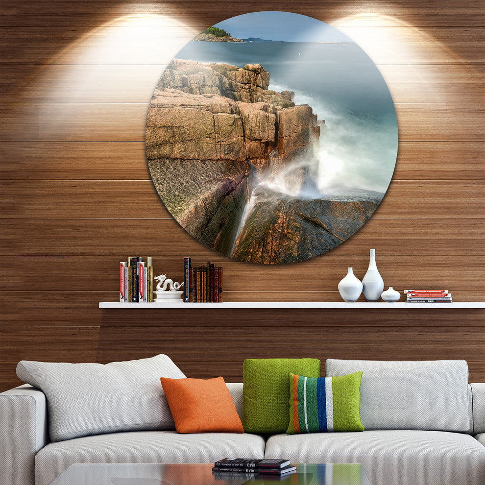 Acadia National Park Coast, Beach Round Metal Wall Art, 11"