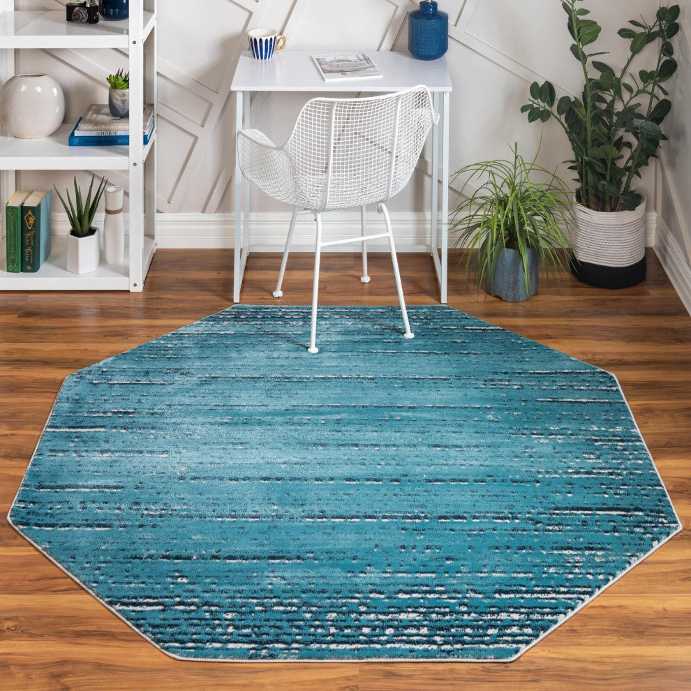 Unique Loom Oasis Calm Area Rug, Blue, 7' 0 X 7' 0 Octagon