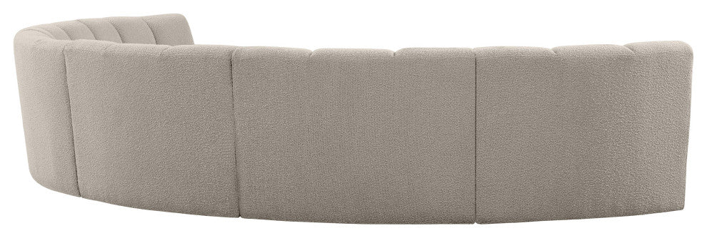 Infinity Black Boucle Fabric Upholstered Arc Shaped Modular Sectional, Brown, 6-Piece, Arc-Shaped