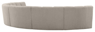 Infinity Black Boucle Fabric Upholstered Arc Shaped Modular Sectional, Brown, 6-Piece, Arc-Shaped