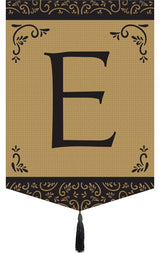 Double Applique Monogram "E" Tassel Burlap Garden Flag