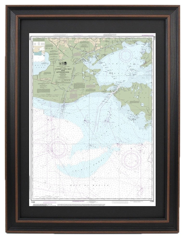 Nautical Chart, Vermilion Bay and Approaches, Framed