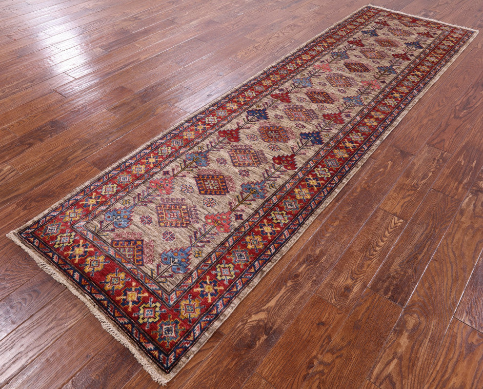2' 9" X 9' 10" Runner Super Kazak Handmade Wool Rug Q7498