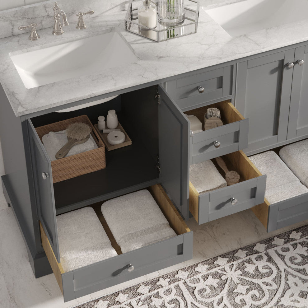 Cascade Bath Vanity, Sapphire Gray, 60", Brushed Nickel Hardware, Double, Freestanding