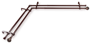 Harmony Corner Window Double Curtain Rod 13/16"D, Cocoa, 48-84"