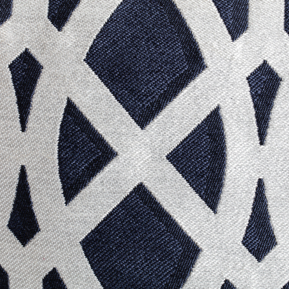 Sark Blue 18" x 18" x 18" Blue and Ivory Pouf
