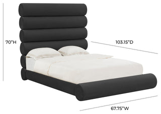 TOV Furniture Durwin Black Velvet Bed in Queen