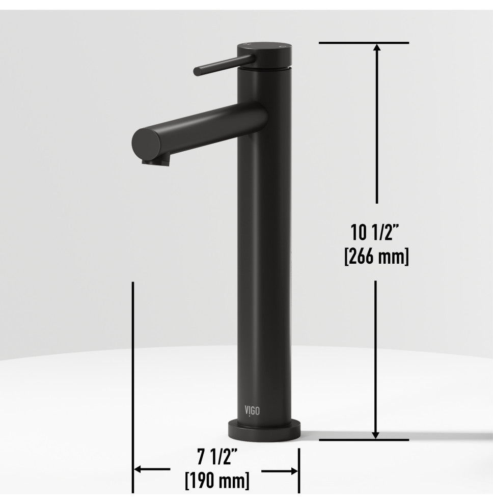 VIGO Jewel 11" H Single Handle Single Hole Bathroom Vessel Faucet, Matte Black