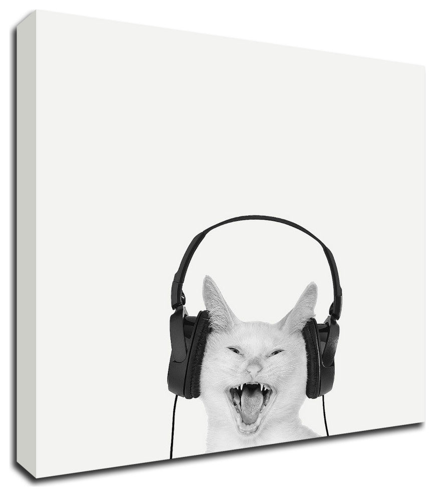 "Rockin Kitten" by Jon Bertelli, Print on Canvas, 18"x18"