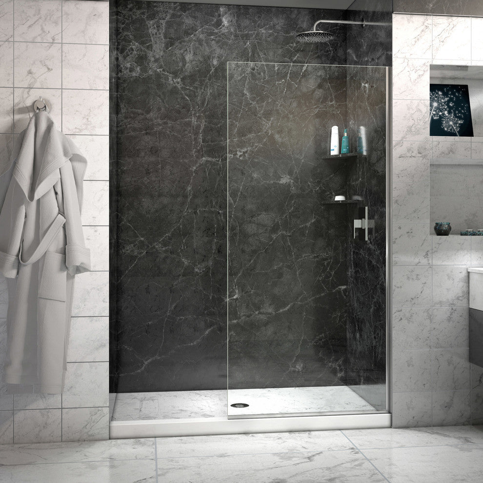 Linea 34"x72" Open Entry Design, Frameless Shower Door, Chrome