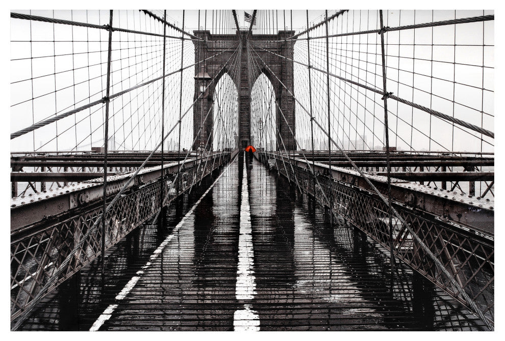 Industrial Brooklyn Bridge Wall Dcor - Multicolor