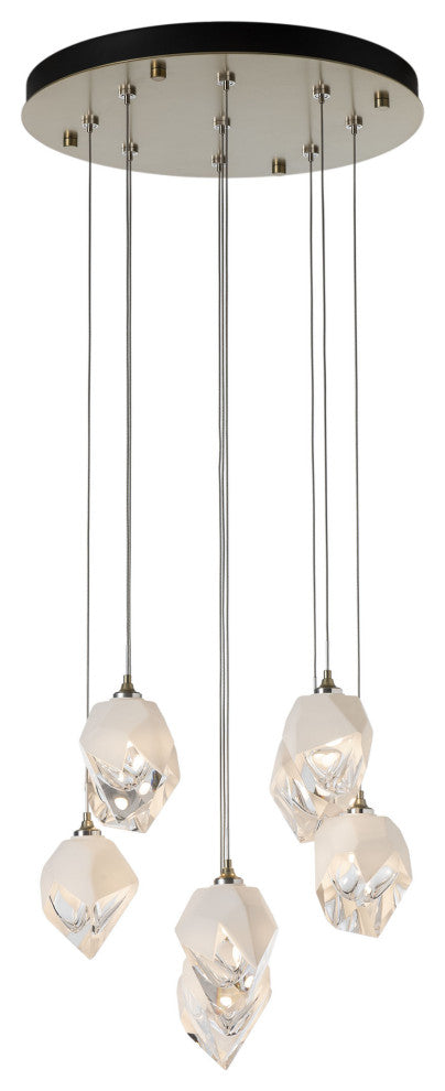Chrysalis 9-Light Small Crystal Pendant Modern Brass Finish- Long, White Crystal
