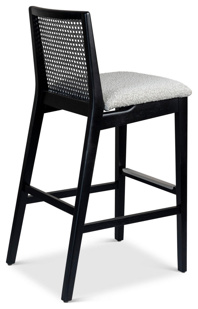 Modern Brazilian, Nardia, Cane Bar Stool, Ebano/Crafted Glaze