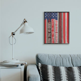 God Bless America Wood Grain Flag Red White Blue Americana,1pc, each 24 x 30
