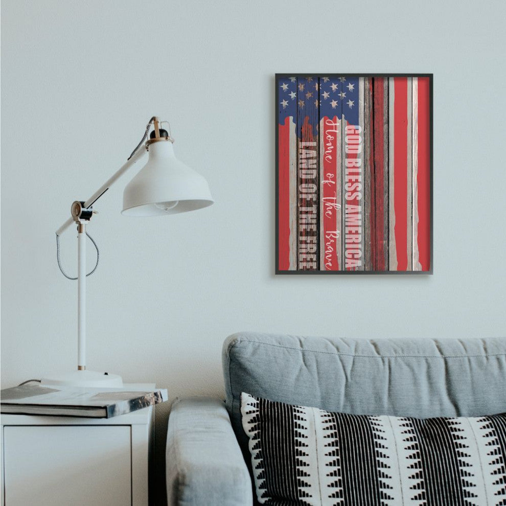 God Bless America Wood Grain Flag Red White Blue Americana,1pc, each 24 x 30