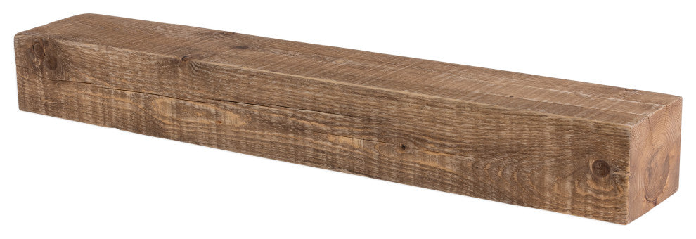 Solid Beam Fireplace Mantel Shelf, Aged Oak, 60"